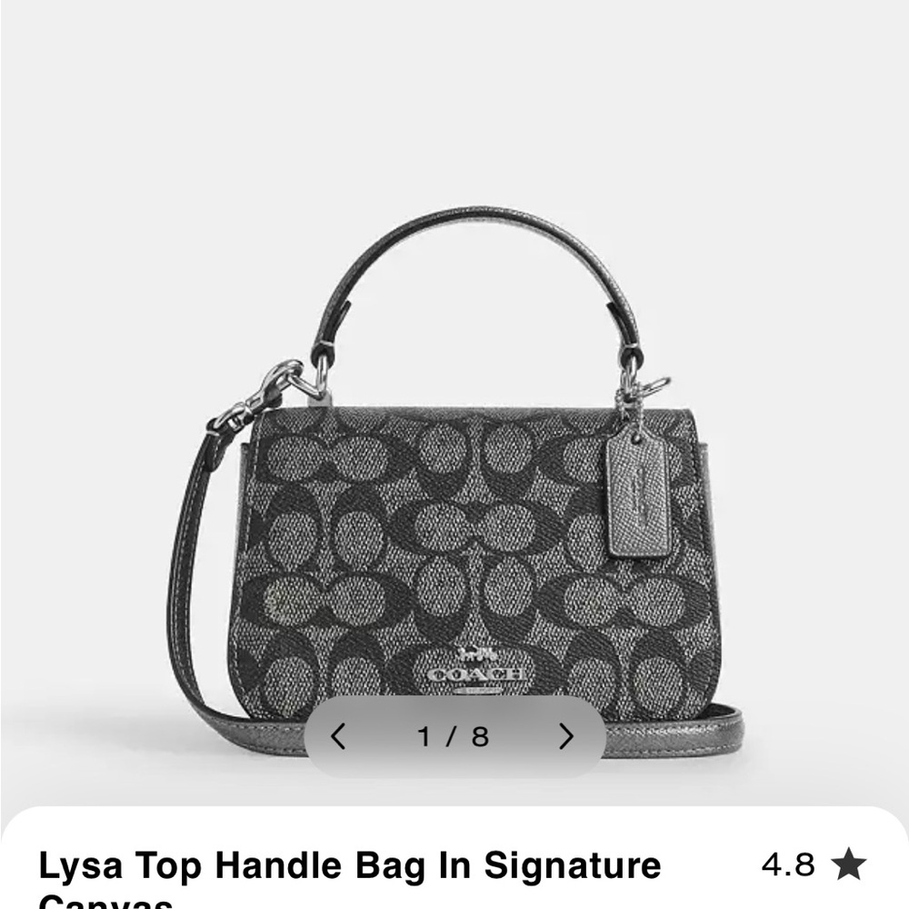 Coach Lysa Top Handle Bag in Signature Canvas.  Gunmetal Multi / Silver hardware